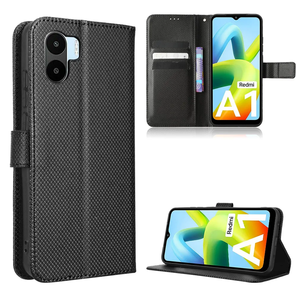 For Xiaomi Redmi A1 A2 Luxury Flip Diamond Pattern Skin PU Leather Wallet Case For Redmi A1 A2 Plus A1 A 1 RedmiA1 Phone Bag