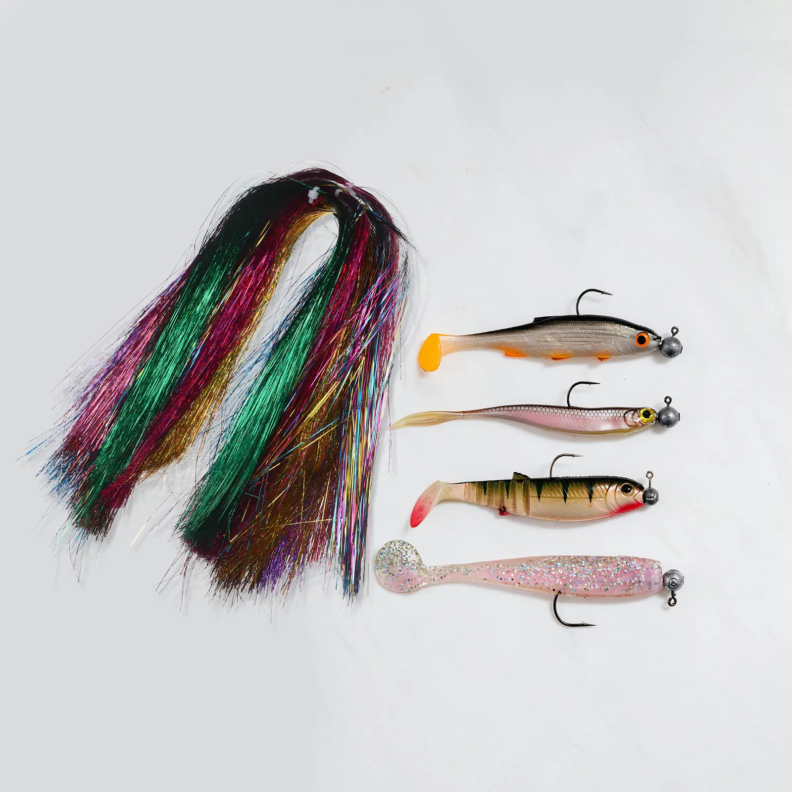 

10Pcs Outdoor Fishing Flash Flies String Durable Bright Colors Assorted PP Materials Fishing Tying Flies Lure Supplies