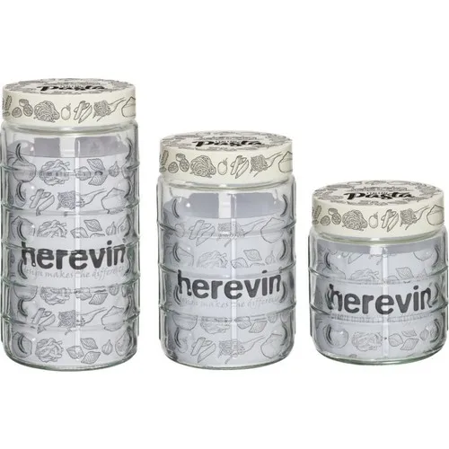 Herevin 3'lü Button Glass Jar Set