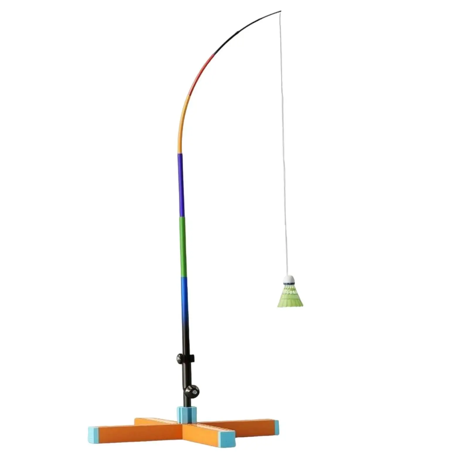 Portable Badminton Rebounder System with Water Fillable Base for Solo Hitting Practice at Home