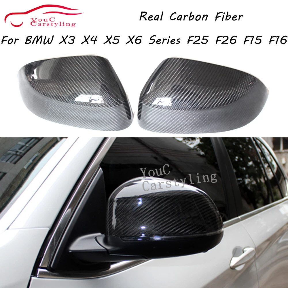 Carbon Fiber Mirror Cover Replacement Mirror Caps for BMW X5 F15 X6 F16 X3 F25 X4 F26 2014 -2018  5-door SUV Side Door Mirror