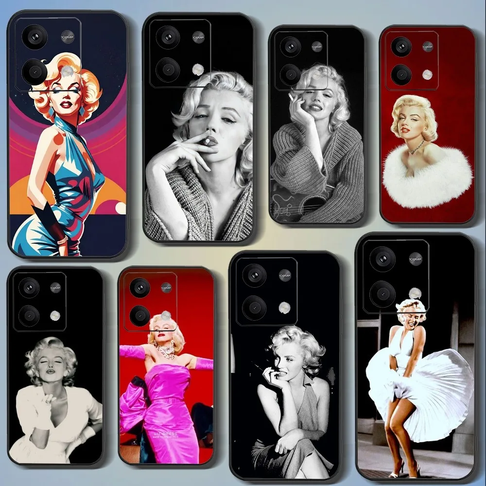 M-Marilyn M-Monroe Phone Case For Xiaomi 11 Redmi Note 11 5G 8T 9A 9 10T Note8Pro Note9 12SUltra Black Case