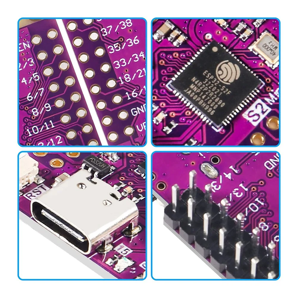 New-4Pcs S2 Mini Development Board Wifi Development Board ESP32-S2FN4R2 ESP32-S2 4MB Flash 2MB PSRAM Micropython