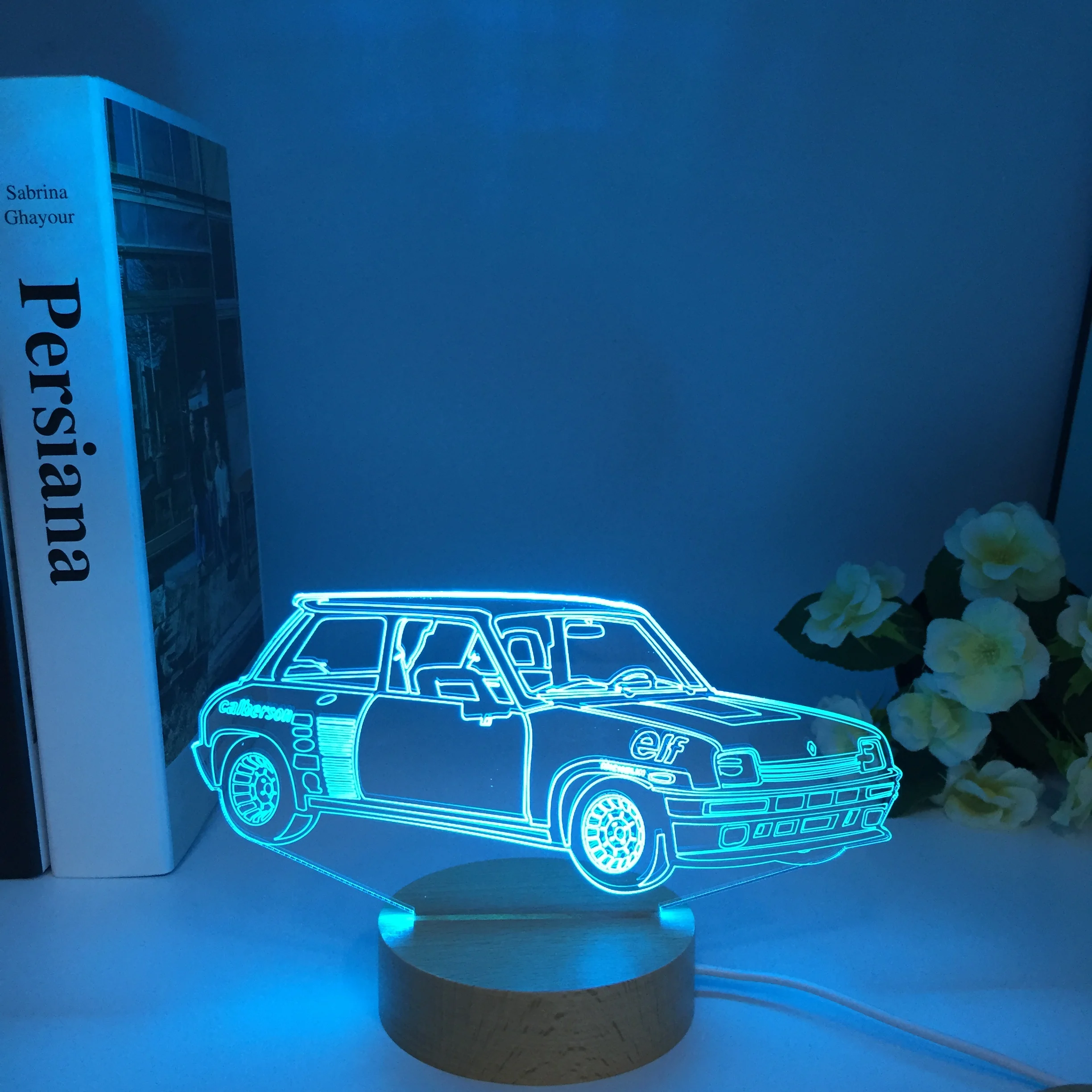 Wooden Cool 3D Car Theme Night Light LED USB Table Desk Lamp Home Decor Christmas Gift Kids Toys Birthday Present Multicolors