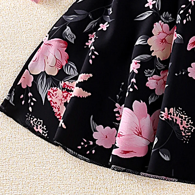 2 Pcs Kids Casual Clothing Sets Outfits for Girls 2024 Spring New Toddler Ruffle Pink Tops Floral Print Skirt Fashion Children