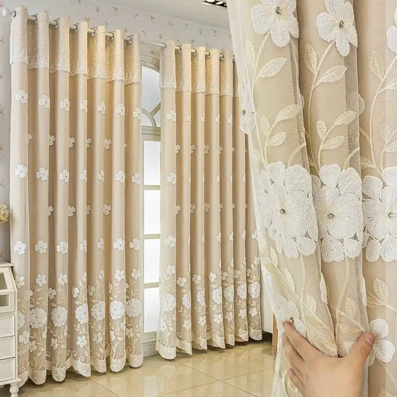 

1 шт. роскошная кружевная занавеска во французском европейском стиле, двухслойный дизайн, подходит для спальни, гостиной, балкона, затемняющие шторы