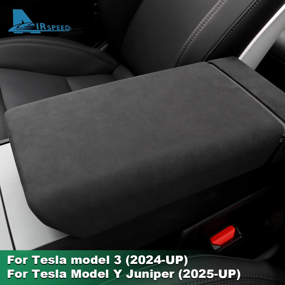 

Italian Top Suede Armrest Trim Cover for Tesla Model 3 Highland 2024 Model Y Juniper 2025-UP Center Console Box Protect Interior