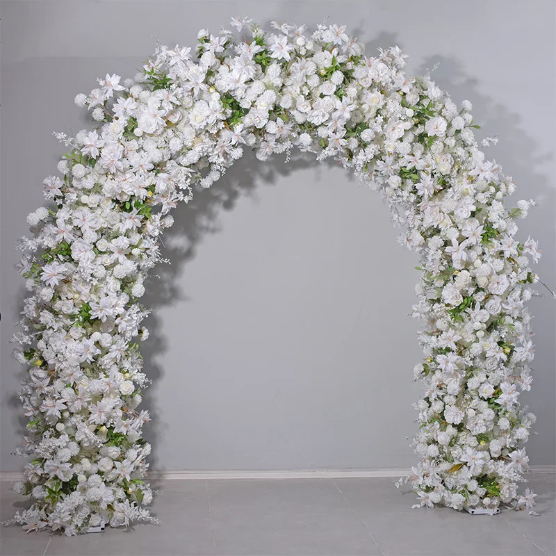 Large Metal Moon White Rose Gate Wedding Party Walk Through Flower Arch Frame Free Standing