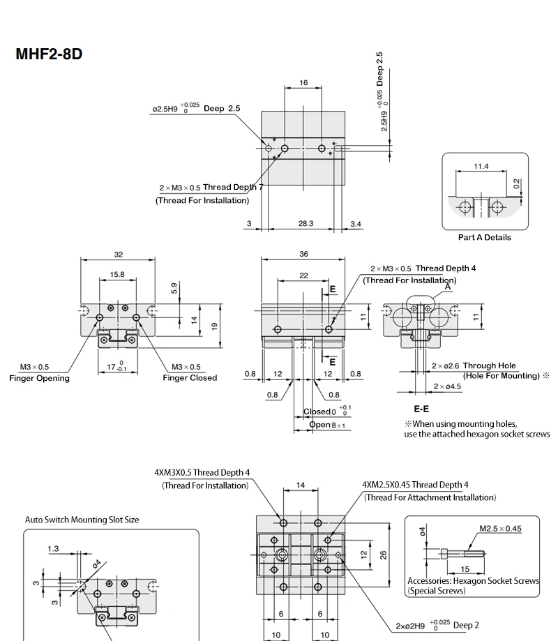 MHF2-8D MHF2-10D MHF2-12D MHF2-16D MHF2-20D Niederprofil-Luft-Parallelgreifer Pneumatischer Zylinder Pneumatischer Greifer – Detail 9