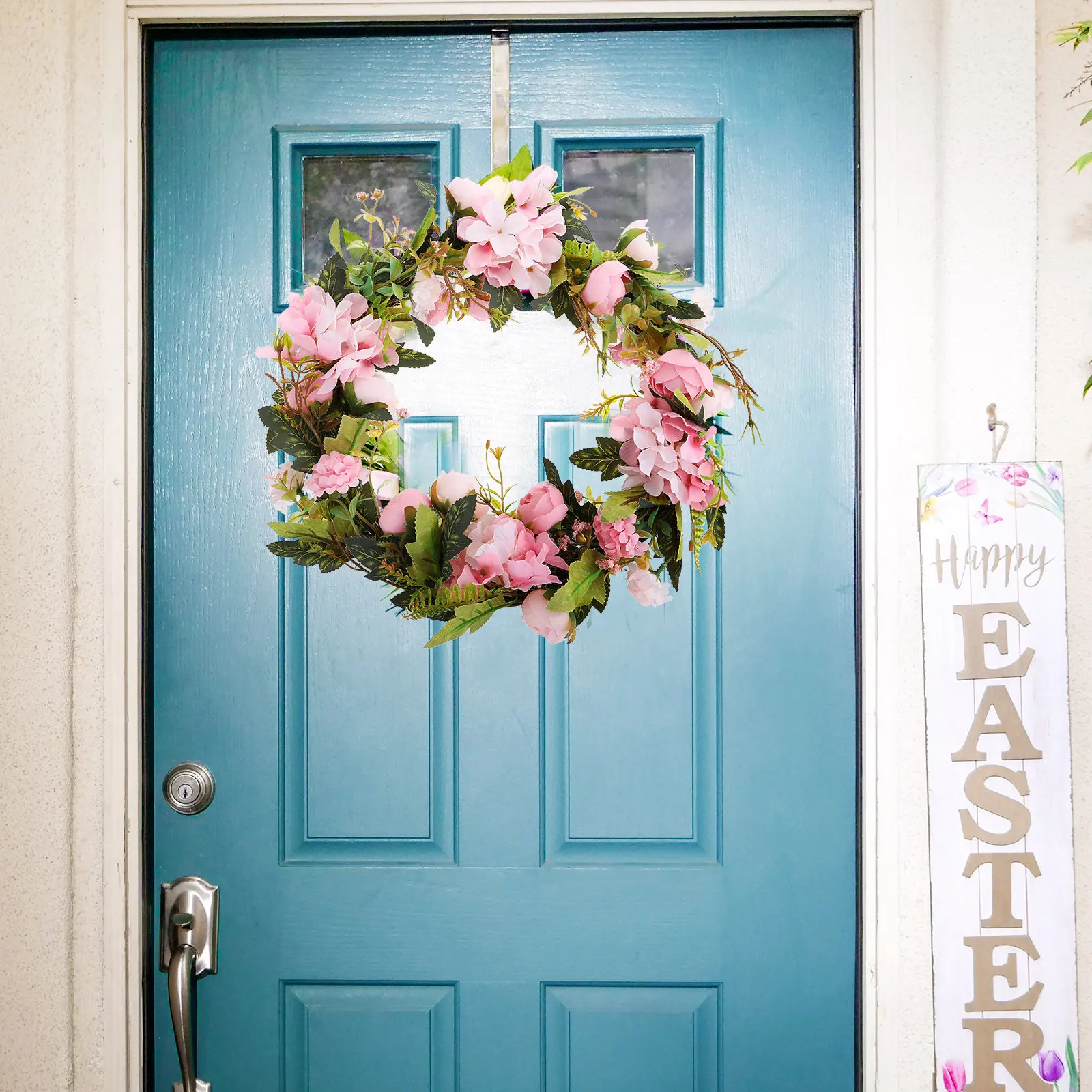 

Искусственный летний цветочный венок на входную дверь с подсветкой, подвесное украшение для сада, дома, свадьбы, годовщины, подарок на помолвку