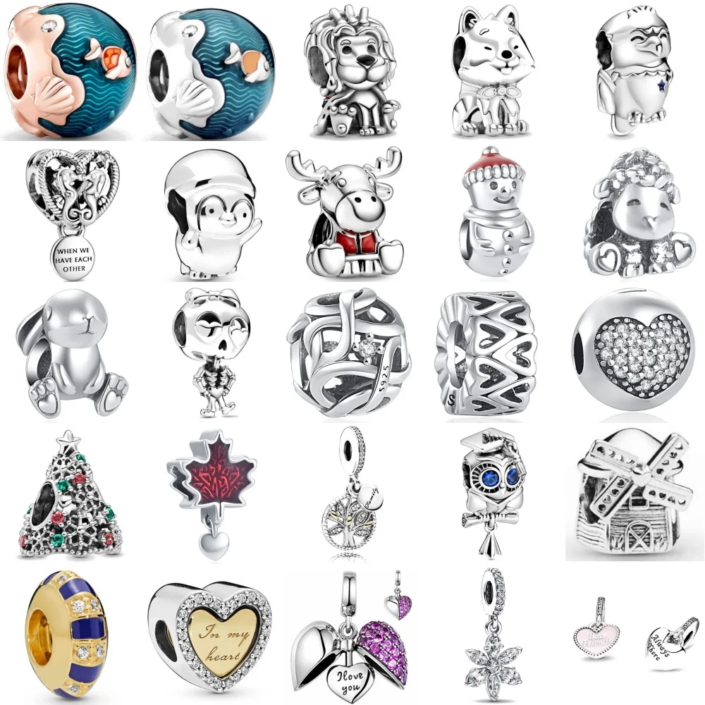 New 925 Silver,Rabbit,Sheep Bead Tree Snowflake Pendant Suitable  European Original Bracelet DIY Accessories Exquisite Jewelry