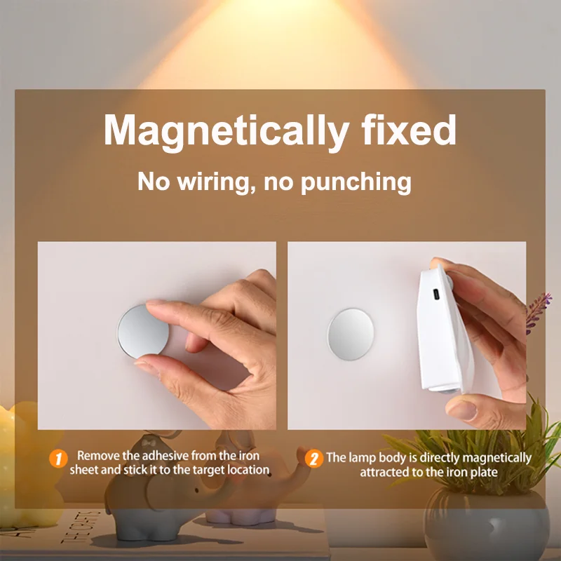 Veilleuse LED tricolore avec détecteur de mouvement, charge USB, décoration de chambre, lampe pour couloir et escalier