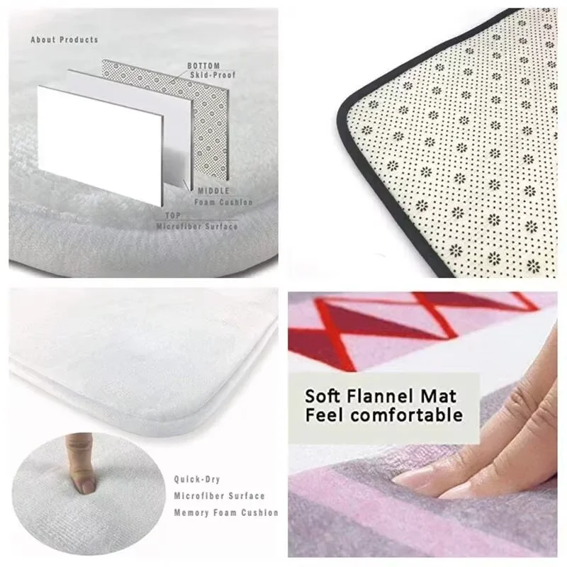 Bathroom Floor Mat Carpet Rug - Flowers Pattern Non-Slip Door Mat Entrance Floor Decor for Living Room Home Decoration Doormat