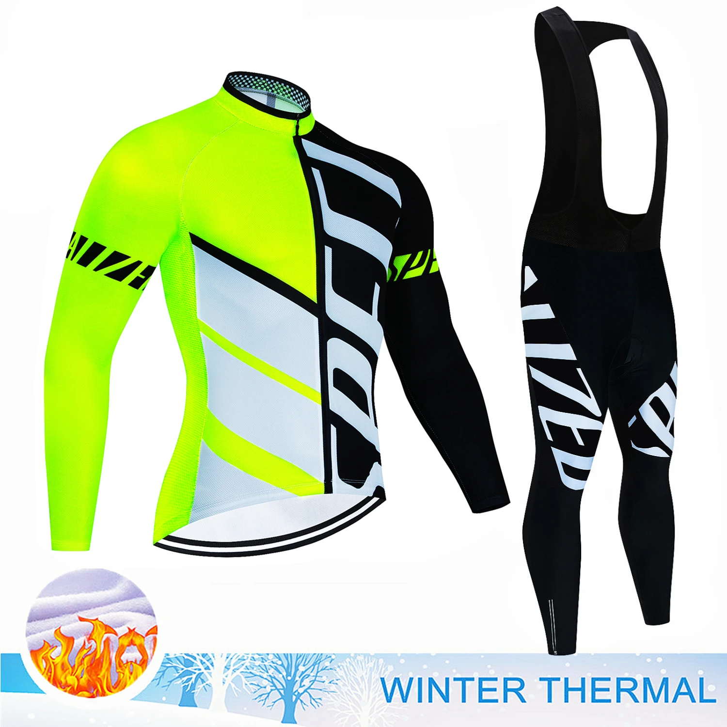 2024 New Thermal Fleece Cycling Jersey Set Winter Long Sleeve MTB Racing Bike Jersey Suit For Men Bib Pants Set Cycling Clothing