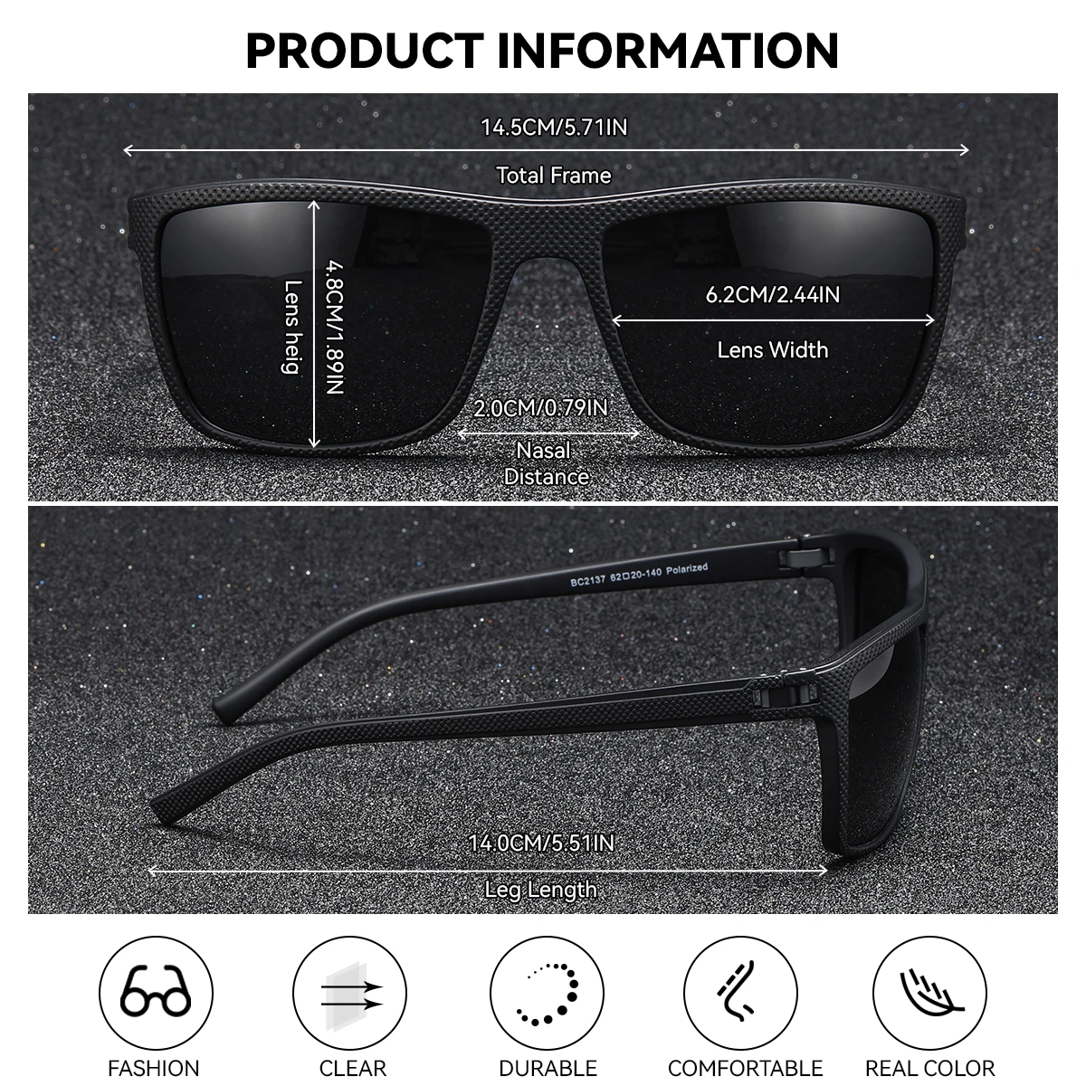 BARCUR Outdoor Brown Polarized Sunglasses Matte Texture Anti Slip PC Frame Metal Hinge Hiking Fishing UV Sports Women Sunglasses