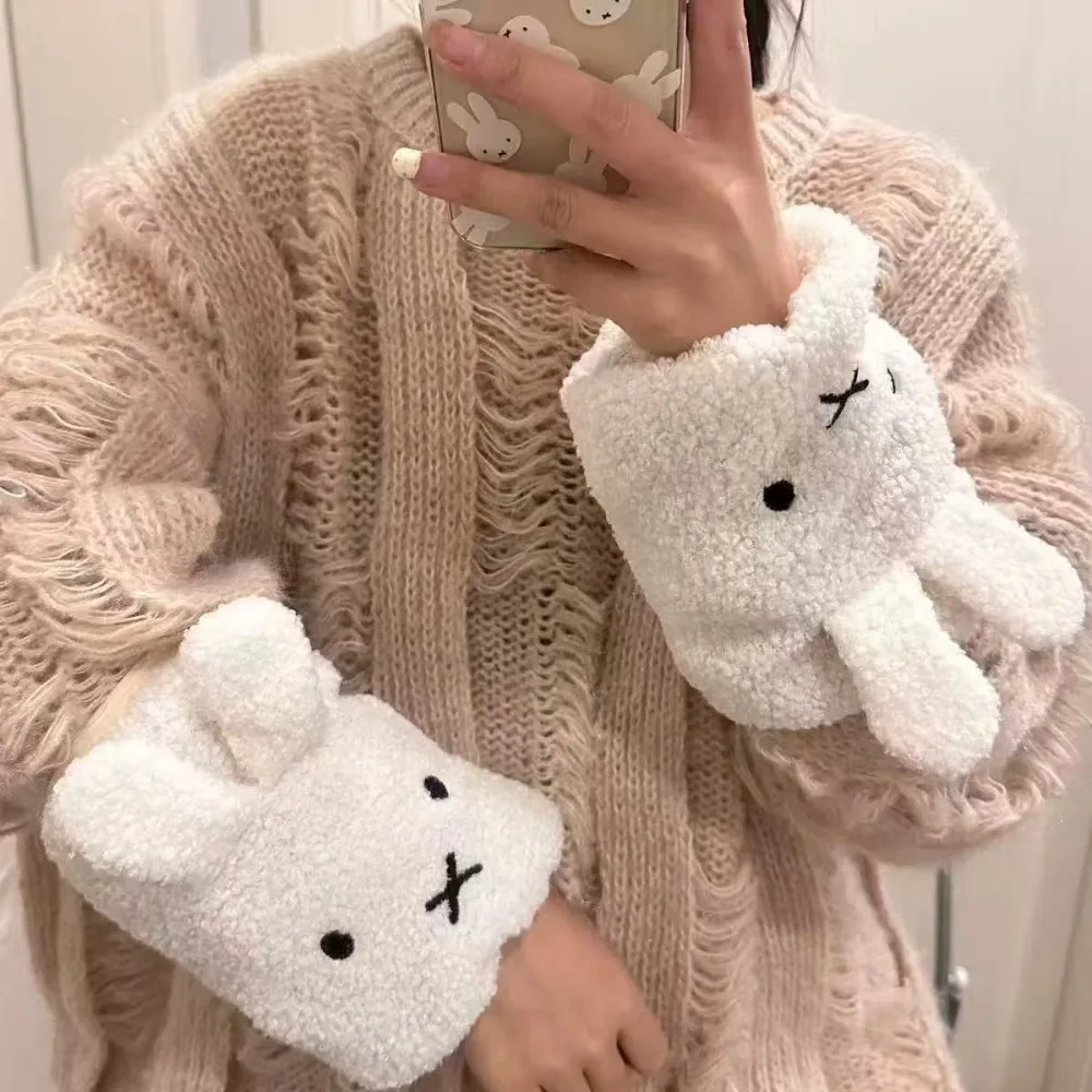 漫画ミッフィーウサギの袖カールした白いダウンジャケットの袖プロテクター仕事や勉強用暖かい袖絶妙でファッショナブルです