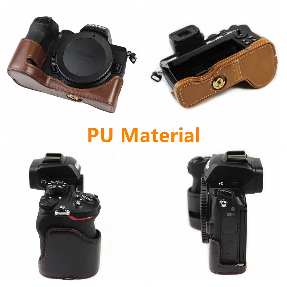 Z50 Z30 PU/skórzana torba na aparat pół podstawy obudowa obudowa Protector do aparatu Nikon Z 50 30