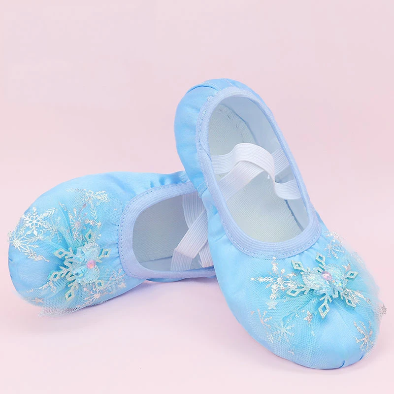 Ballet Dance Shoes Soft Soles Satin Mesh Sequins Elastic Bands Children's Dance Shoes Comfortable Breathable Women's Dance Shoes - Image 2