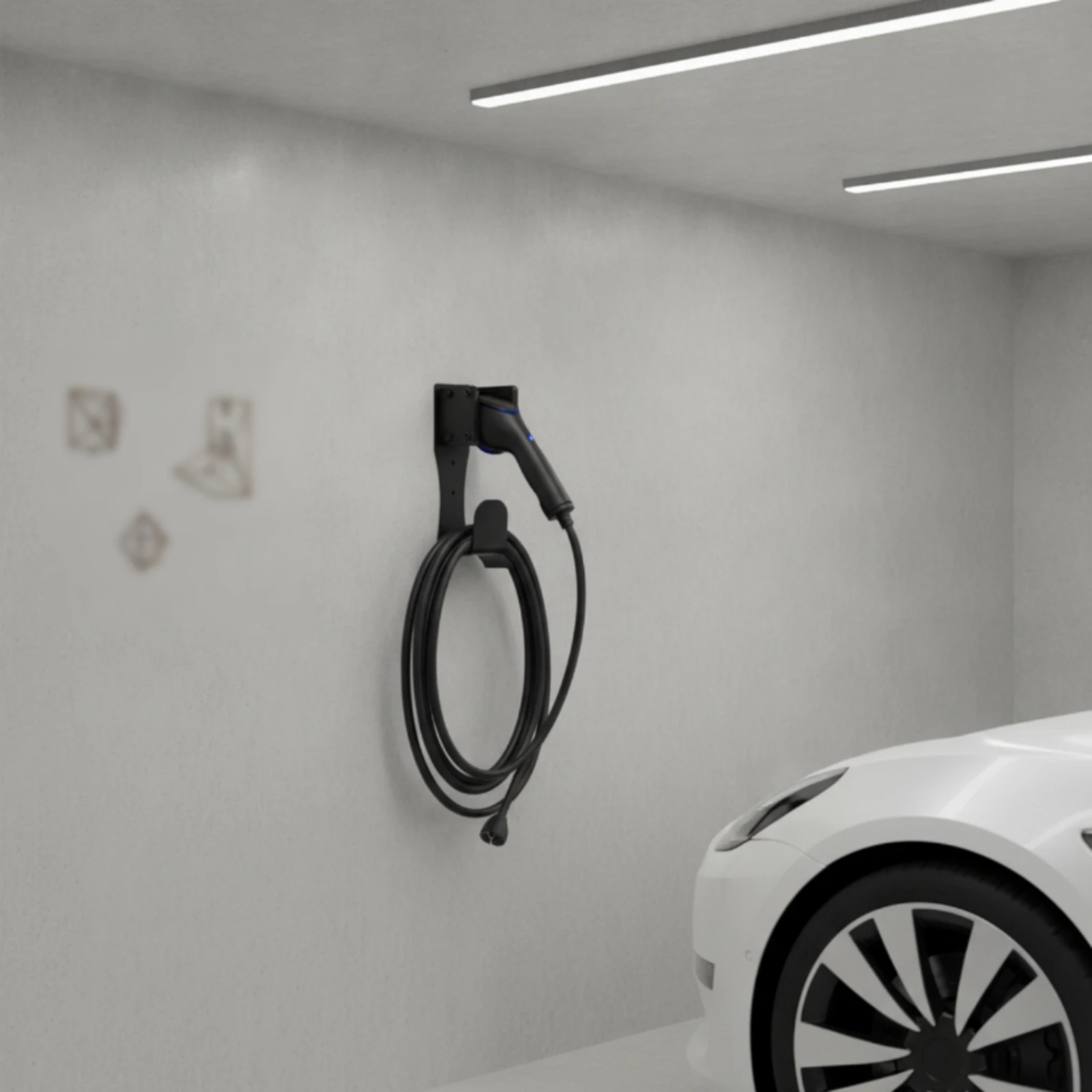 Type 2 Charger Dock with Cable Hook Space-Saving EV Charging Holder Type 2 Connector Holder Organized Wall Mount Heavy-Duty view 4