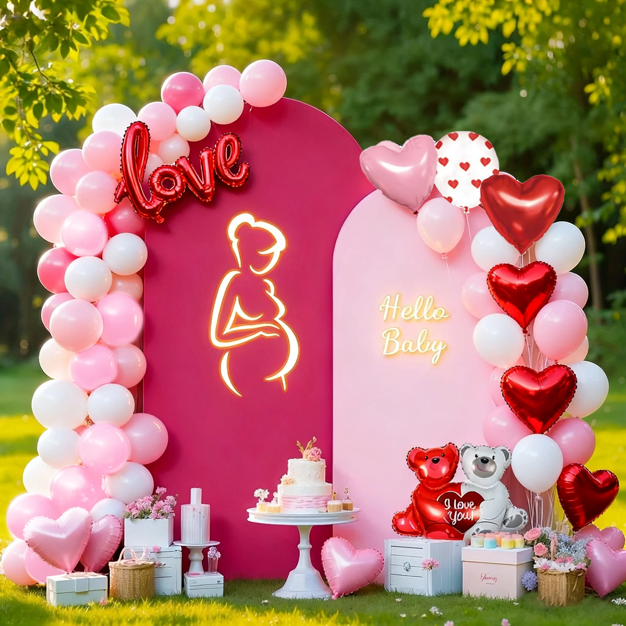 

Valentine's Day Solid Color Arch Backdrop Cover Polyester Elasticity Single-Sided Wedding Birthday Party Decor Arch Background