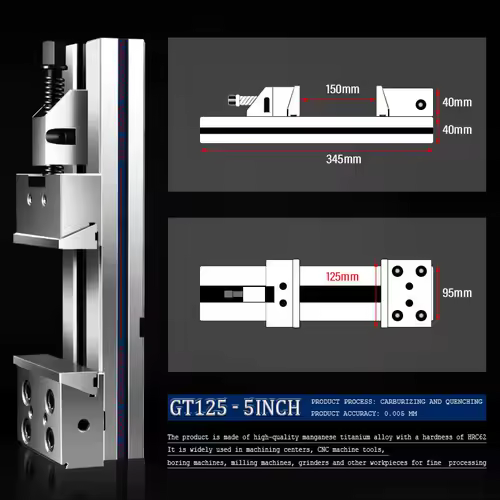 GT100x100 & GT125x150 Machine Vise 4/ 5inch Precision Desktop Vise For CNC machining center lathe and milling machine - Image 7