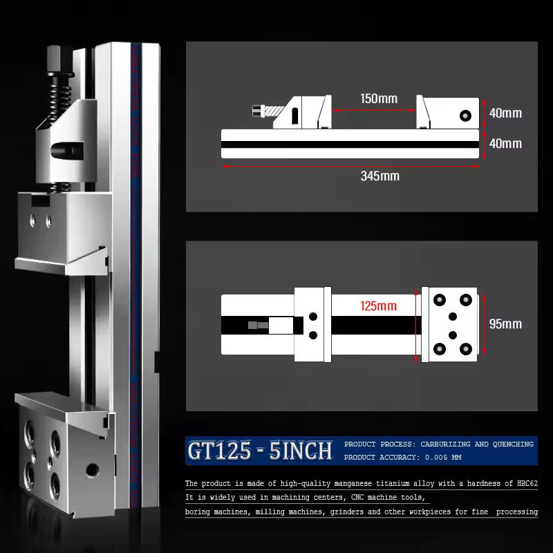 GT100x100 & GT125x150 Machine Vise 4/ 5inch Precision Desktop Vise For CNC machining center lathe and milling machine - Image 7