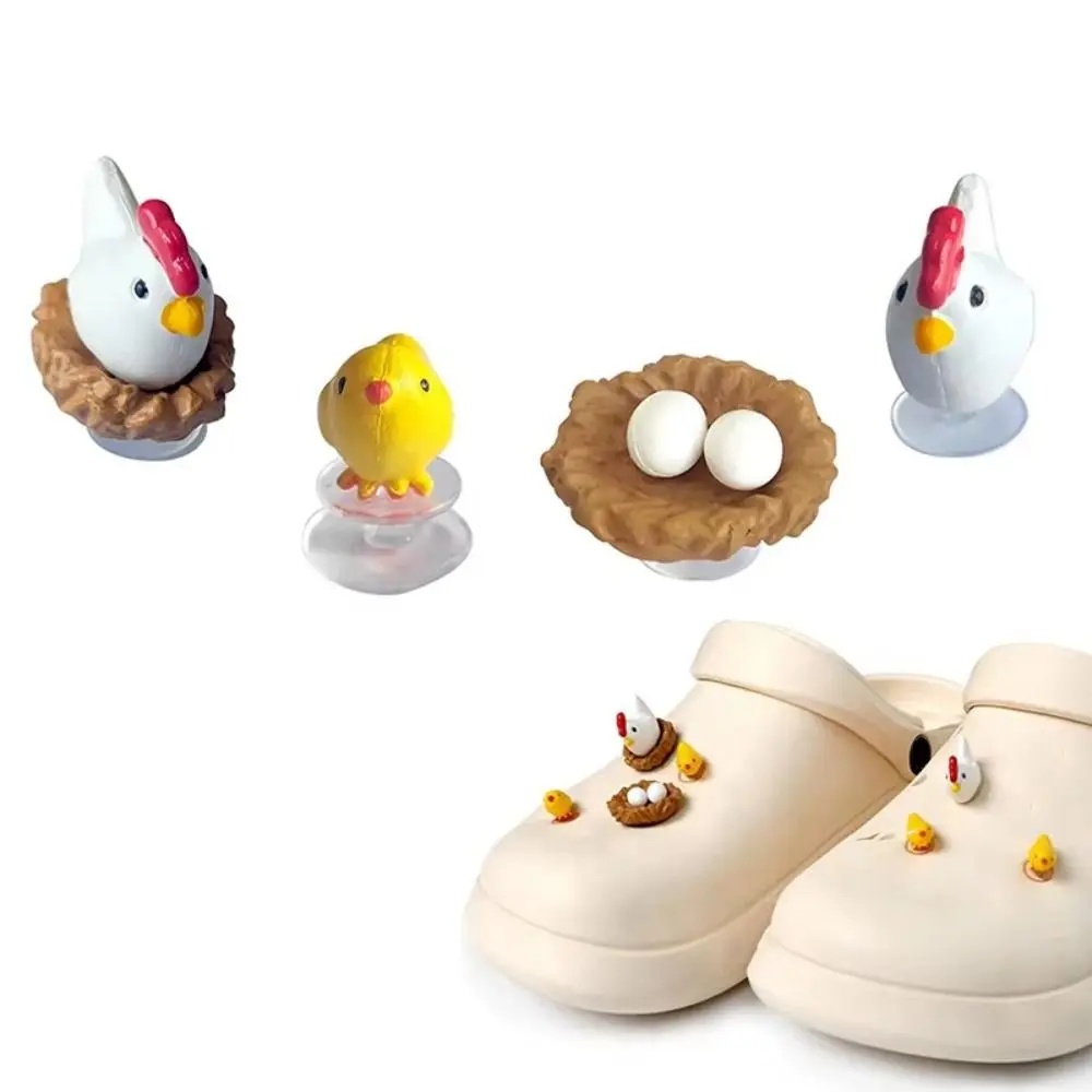 4/7Pcs New Cute Chickens Hole Shoe Accessories Manual Matching 3D Shoe Charms Charms Shoe Decoration Fashion Decor