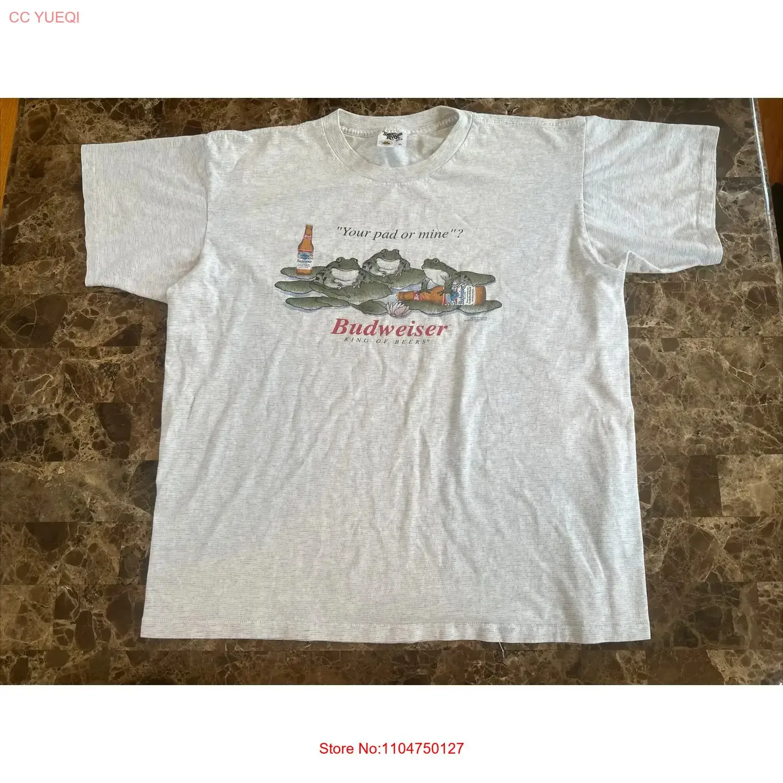 VTG 1995 Budweiser Your Pad Or Mine Frog T Shirt Adult Size XL Measurements vintage Washed Stretched homme streetwear Soft