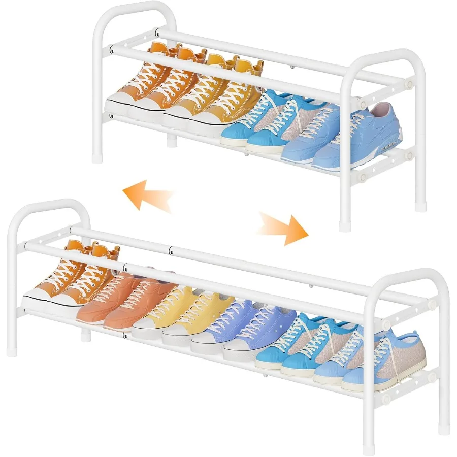 

Shoe Rack 2 Tier41.53'' Adjustable Metal Shoe Organizer for Closet Bedroom Entryway Holds Up to 12 Pairs Shoes Expandable White