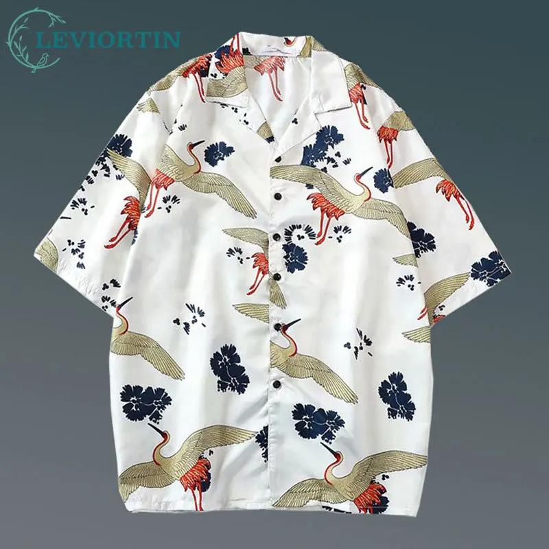 Hawaiian Summer Men Shirt Fashion Loose Popular Beach Holiday Floral Print Shirts Man Harajuku Short Sleeve Tops Shirt for Male