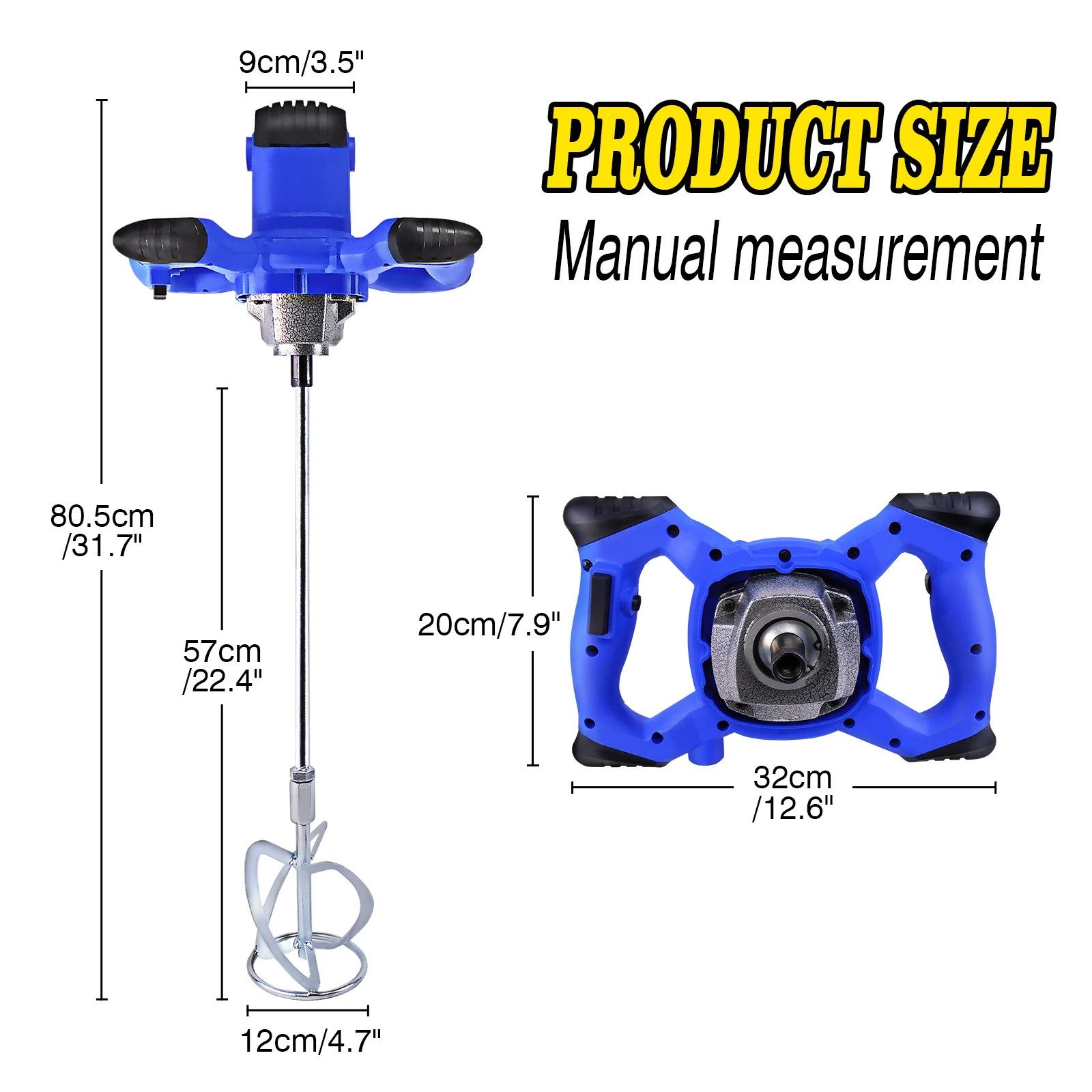 DayPlus 2600W 240V Concrete Mixer Machine Paddle Mixer,Handheld Portable Adjustable 6 Speed Stirrer Electric Mix Stirring Tool