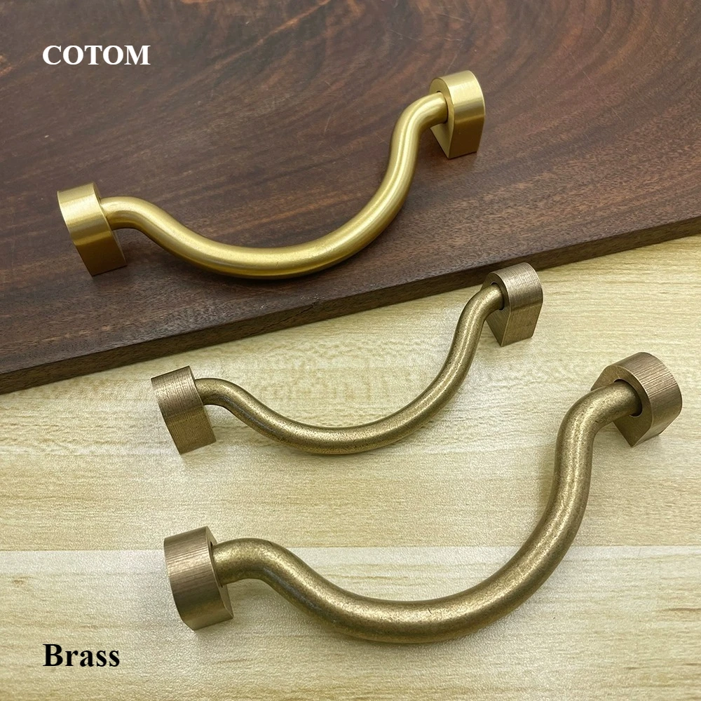Solid Brass Drawer Pull Simple Elegant Round Rod Handle for Desk Cabinet & Furniture Classic Copper Furniture Hardware