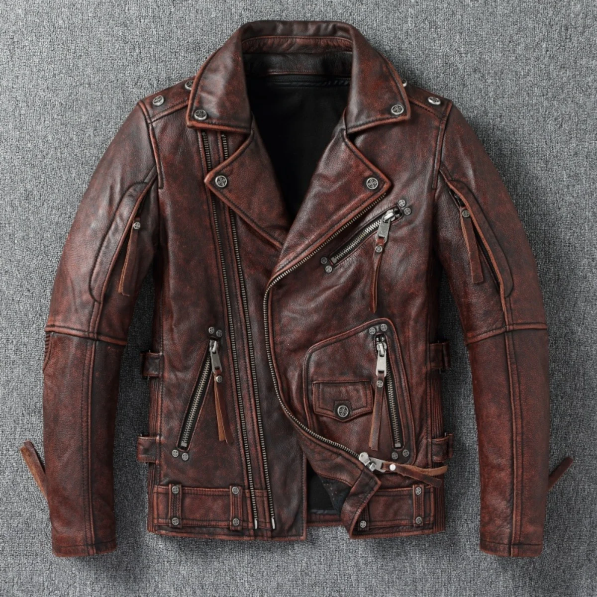 

Мужская кожаная байкерская куртка Hardcore Vintage 2025 года — утолщенная куртка из чистой воловьей кожи со съемной термоподкладкой, рожденная на дорогу