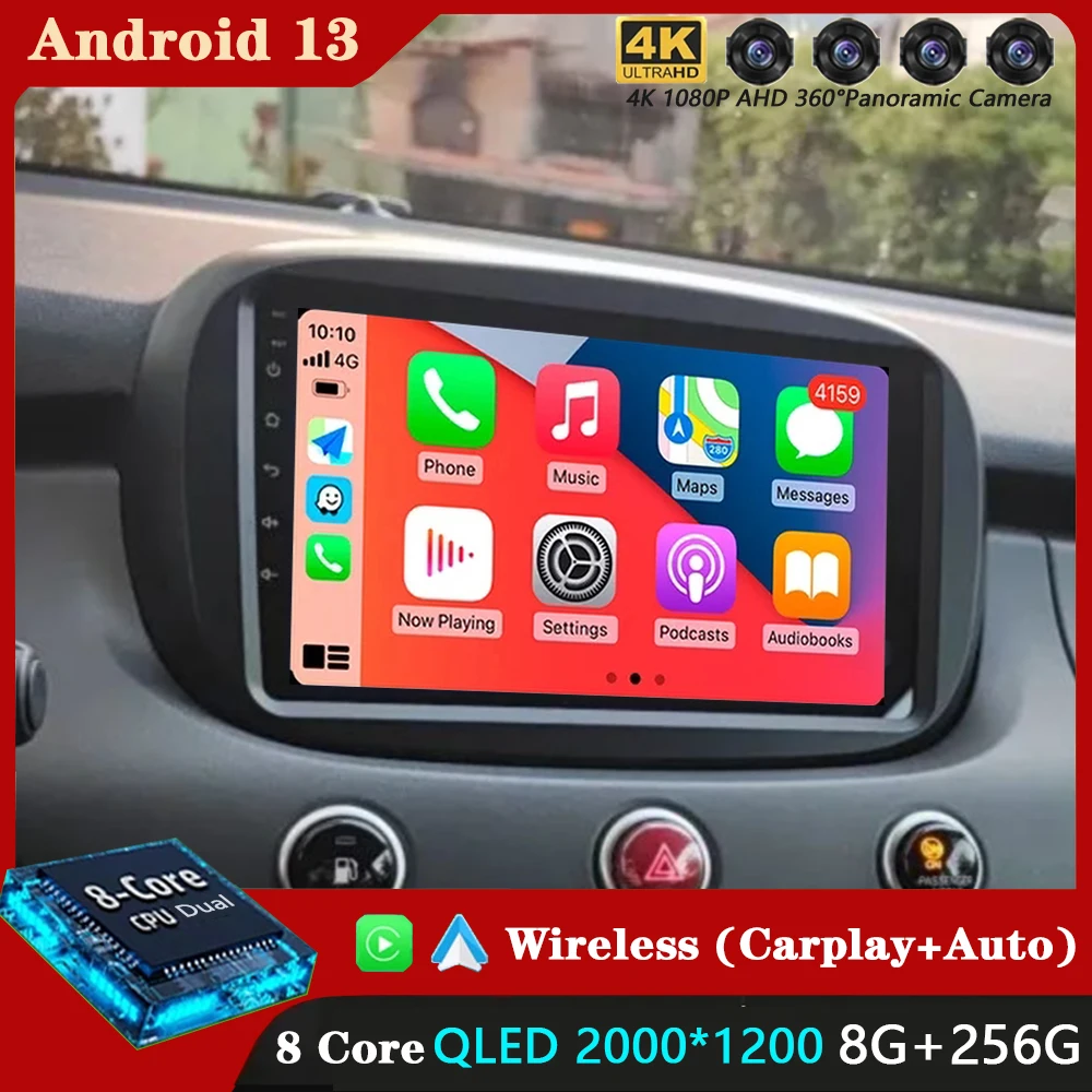 

2 Din Android 13 Car Radio For Fiat 500X 2014 - 2020 Multimedia Video Player GPS 4G Carplay Auto Stereo QLED IPS DVD Head Unit