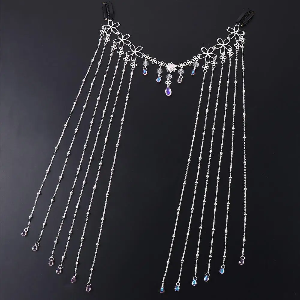 

Vintage Crystal Hairpins Hollow Flower For Girls Chinese Hanfu Hairwear Long Tassel Veil Women Hair Clips Korean Barrettes