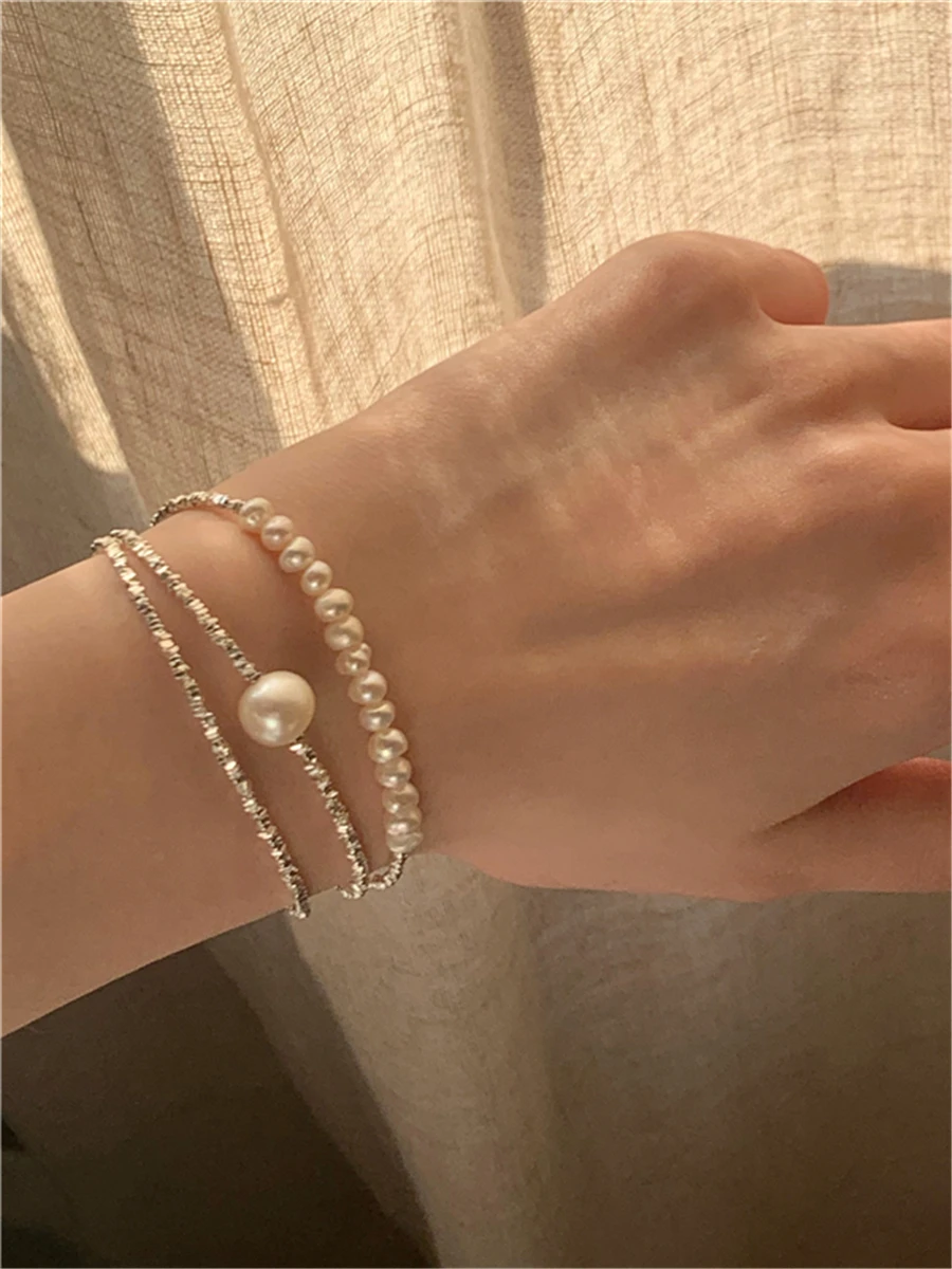 Fanling Original  Natural Pearl And Silver Dust Bracelet Combination S925 Pure Silver Handmade Bead String Fashion Je...