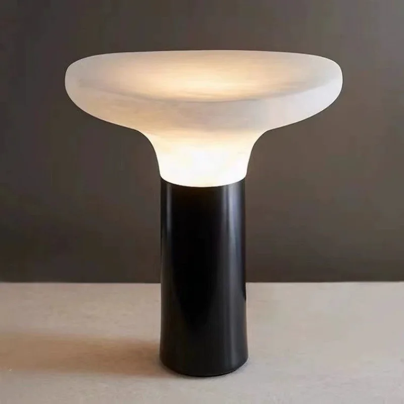 Simple imitation marble table lamp, bedroom bedside resin art table lamp