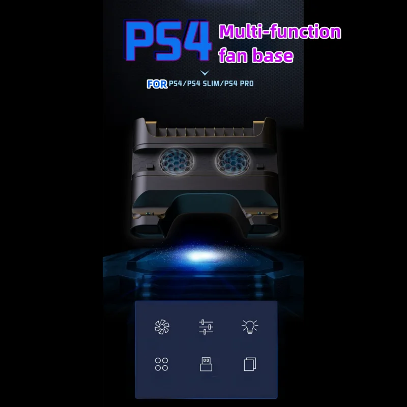 Upgraded PS4 /PS4SLIM /PS4 PRO Multi-function cooling fan base + Storage tray handle dual charge