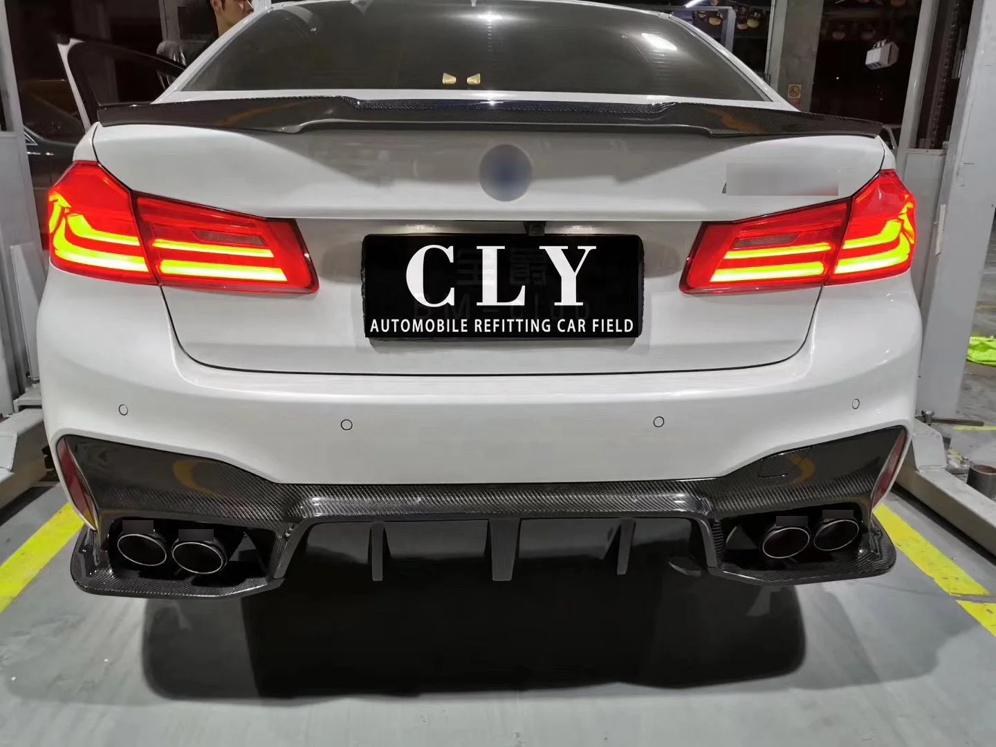 CLY Carbon Fiber Rear Lip For 2018+ BMW G30 G38 Modified 3D Diffuser Back Lip