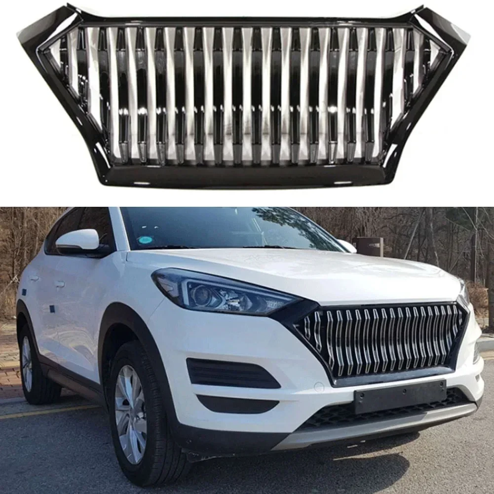 For Hyundai Tucson 2019 2020 2021 ABS Black/Electroplate Front Grill Radiator Grille Frame Trim Car Styling Grille Decorate YJC