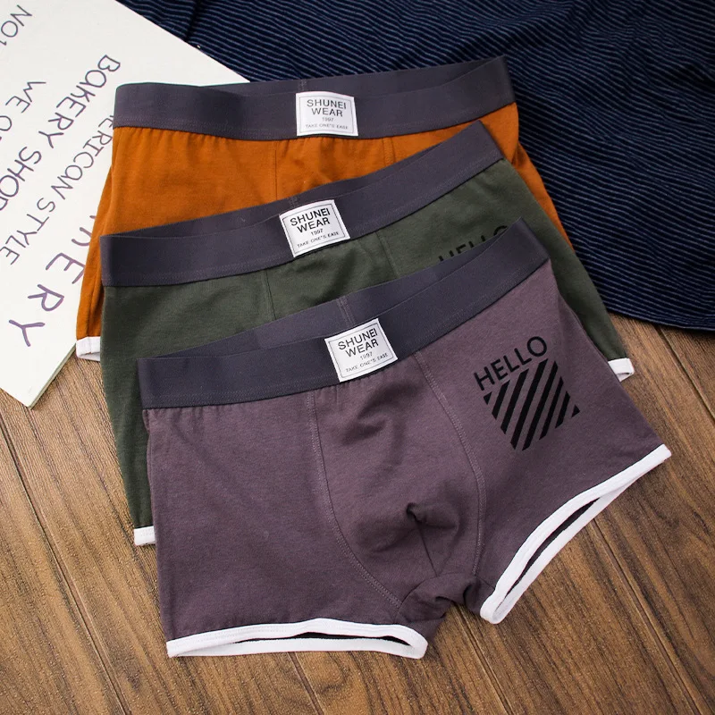 

Мужское нижнее белье, мужские боксеры из чистого хлопка, удобные и дышащие, модные боксеры для мальчиков.