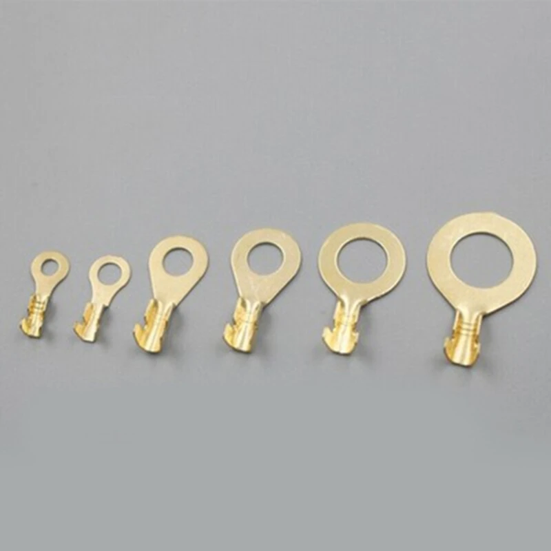 150Pcs Non-Insulated Rings Terminals Brass Wire Connectors Open Barrels Wire Rings Cable Lugs Crimp Kit Easy to Use