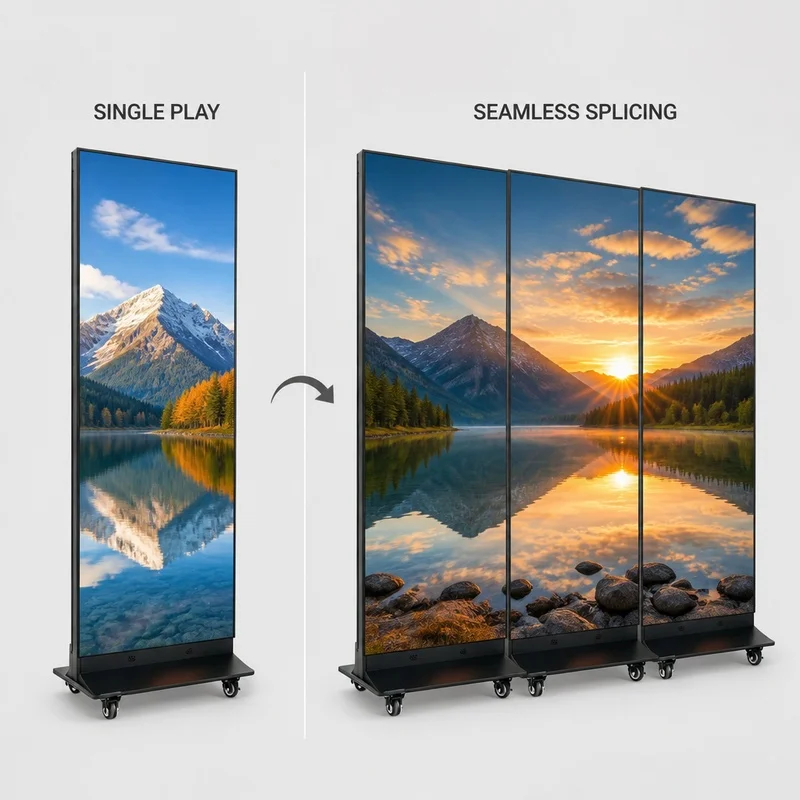 Smart WiFi Controlled LED Poster Display P2.5 Indoor Digital Poster Screen Floor Standing Advertising Display 640x1920mm