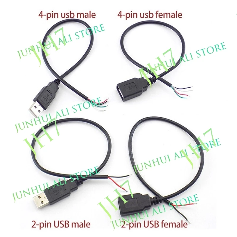 Wire Micro USB 2.0 Type-C AUX Mono Connector Power Supply Extension Cable Charger Male to Female 2-pin 4-pin Data Line B1