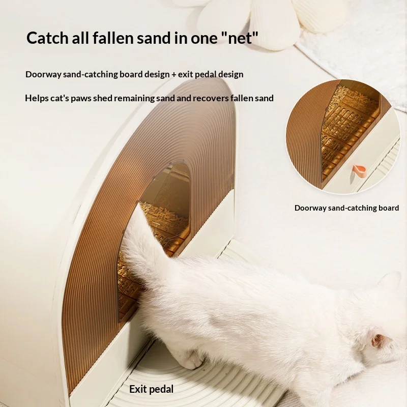 Caja de arena cerrada para gatos con cajón extraíble antisalpicaduras - imagen 4