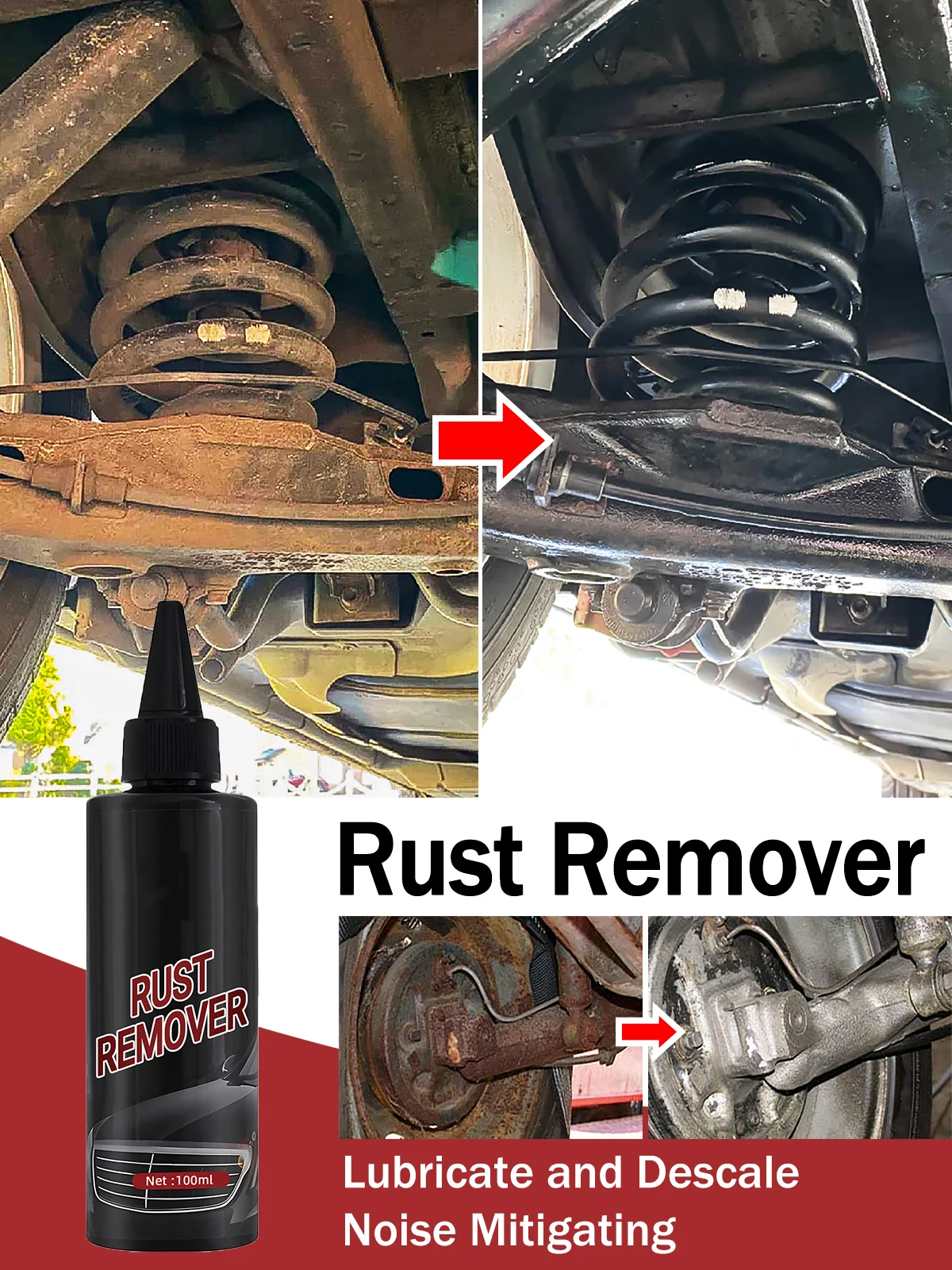 

Средство для удаления ржавчины с автомобилем Быстро очищается металлическая выхлопная труба Спрей для удаления ржавчины с автомобильным колесом Уход за ступицей Iron Prowder Средство для удаления пятен