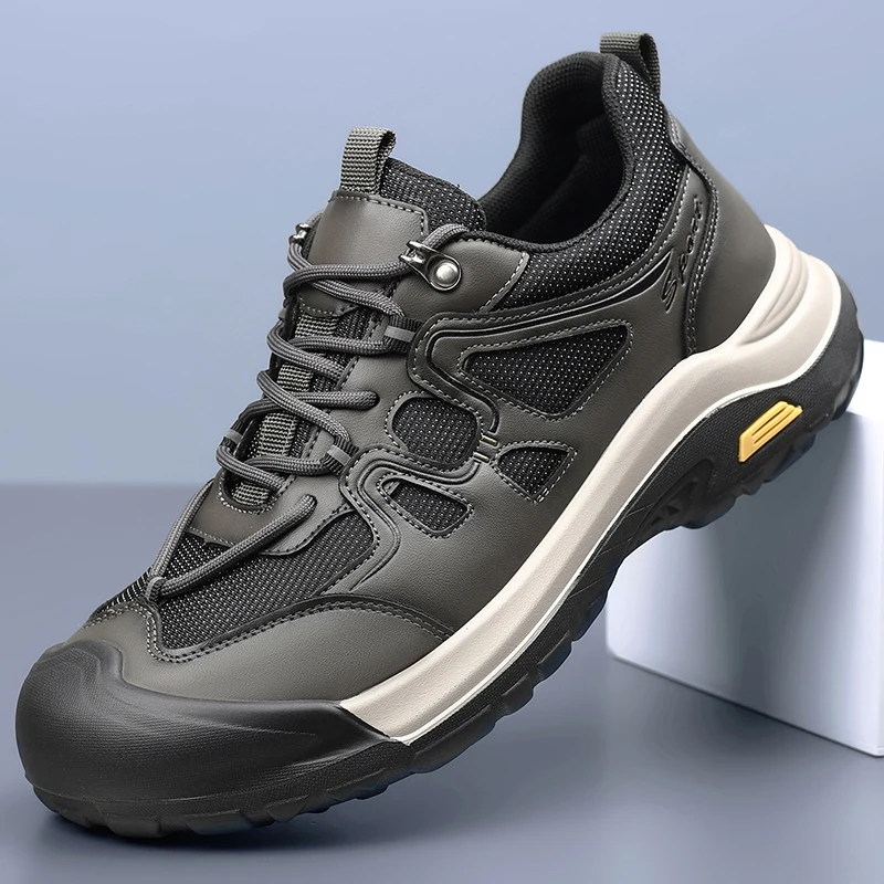 

Men's Autumn New Arrival Black Leather Shoes - Breathable Thick-Sole Stylish Sneakers, Casual & Sporty, Versatile & Lightweight