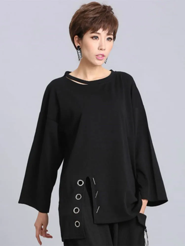 Max LuLu 2022 Autumn Luxury Style Tops Korean Fashion Designer Ladies Loose T Shirts Womens Oversized Black Clothes Casual Tees