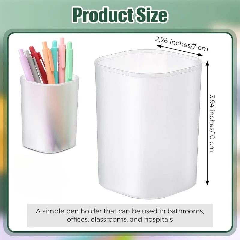 28Pcs White Matte Plastic Ins Style Transparent Pen Holders Desk Stationery Organizer Office School Supplies