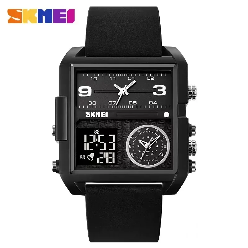 

SKMEI Mens Fashion Back Light Digital Wristwatch 3Bar Waterproof Alarm Clock reloj hombre Casual 3Time Stopwatch 2021